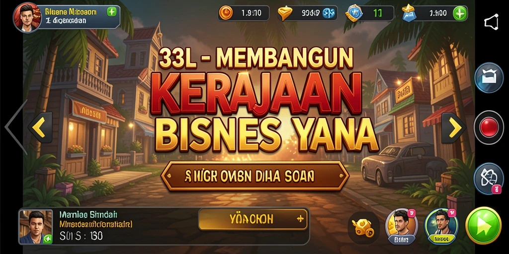 Screenshot utama menunjukkan pemain mengelola bisnis yang sukses.