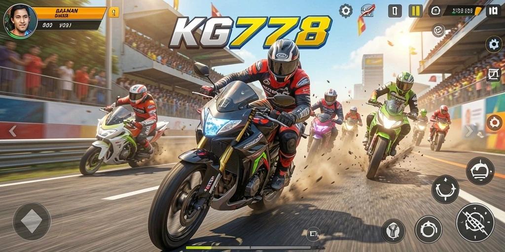 Screenshot menampilkan aksi balapan motor yang seru dan realistis.