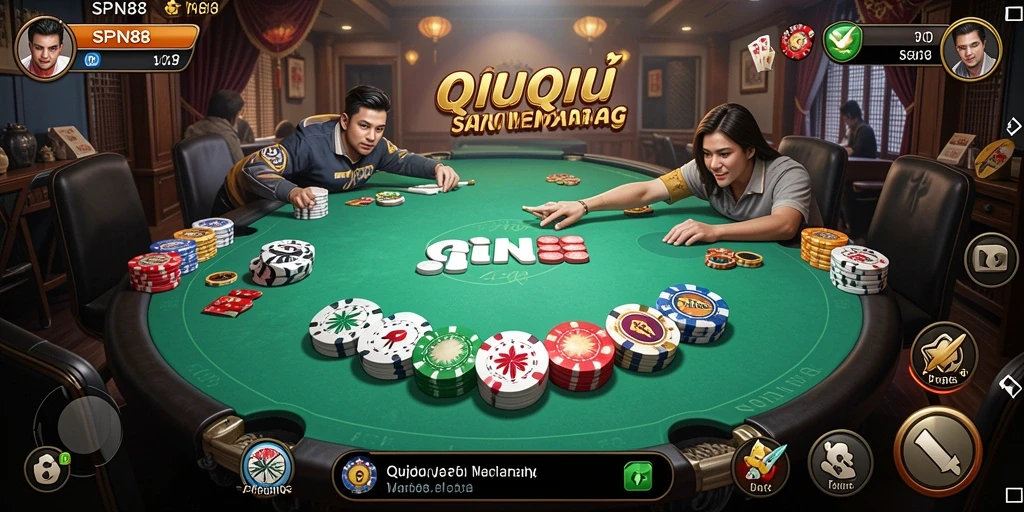 Screenshot gameplay SPN88 yang menampilkan serunya permainan QiuQiu.