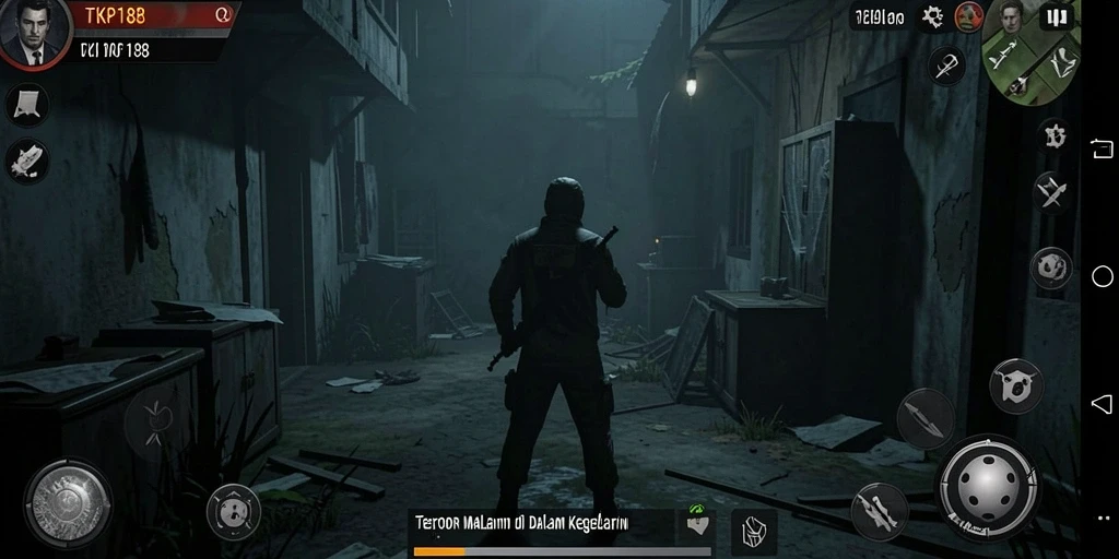 Gameplay menakutkan dengan suasana mencekam dan monster mengintai.