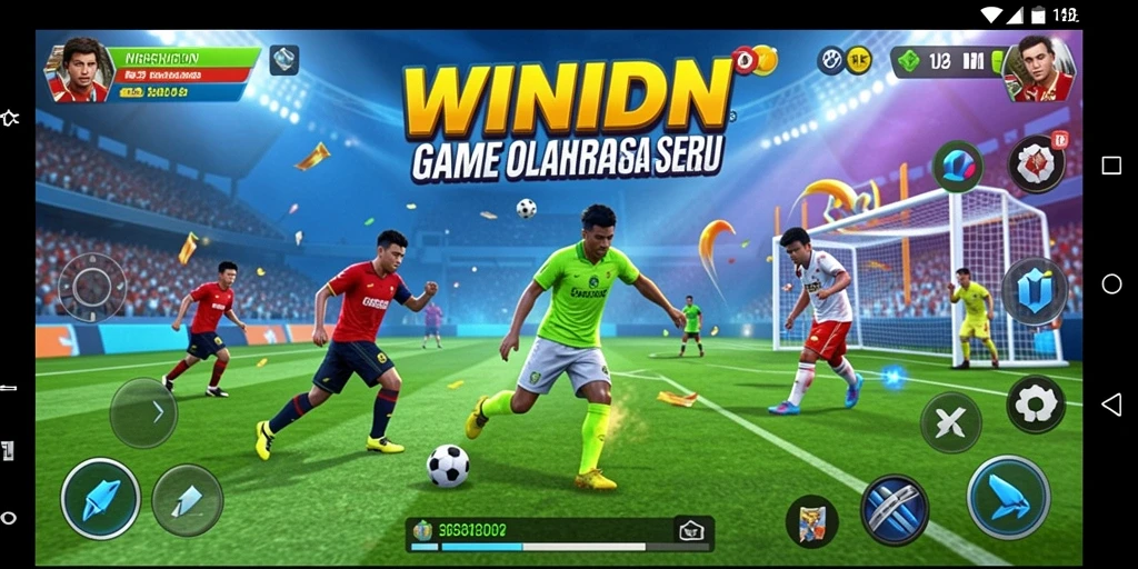 Screenshot utama WINIDN menampilkan aksi seru dalam gameplay olahraga.