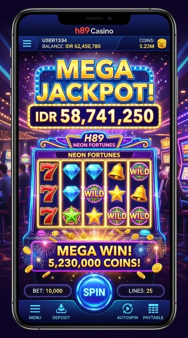 Tampilan utama aplikasi h89 yang user-friendly.